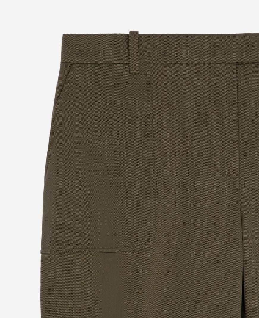 The Kooples WOMEN KAKI khaki cotton wide leg pants