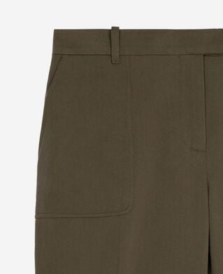 The Kooples WOMEN KAKI khaki cotton wide leg pants
