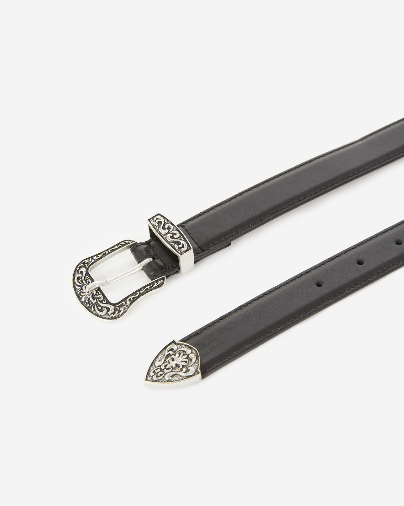The Kooples MEN BLACK black leather belt with western detail