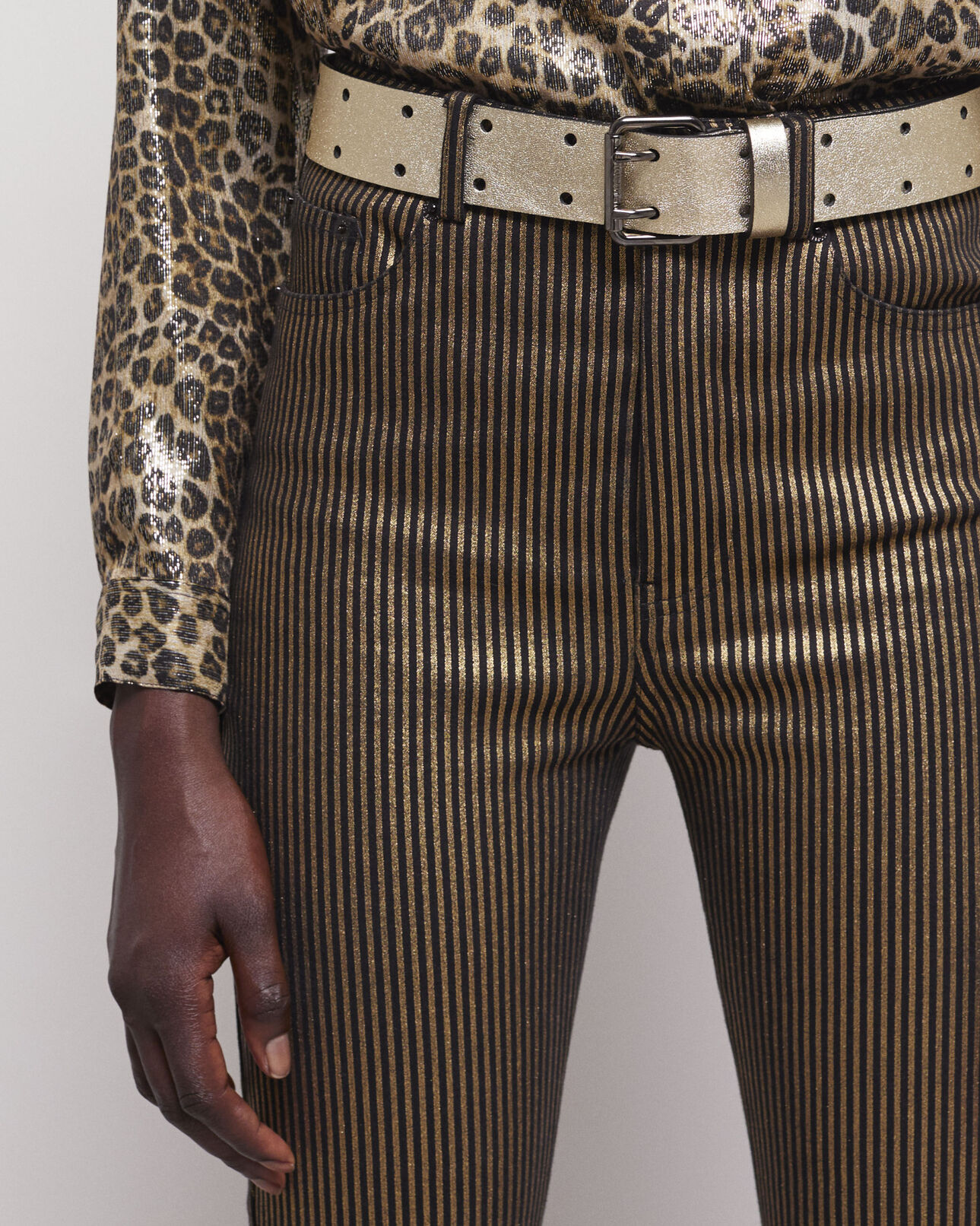 The Kooples FEMME BLACK / GOLD jean slim bicolore