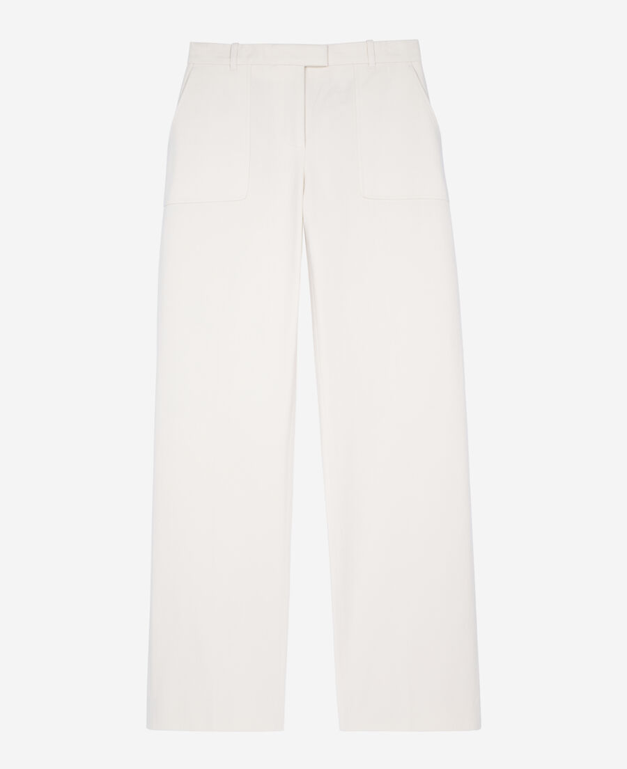 The Kooples WOMEN ECRU ecru cotton wide-leg pants