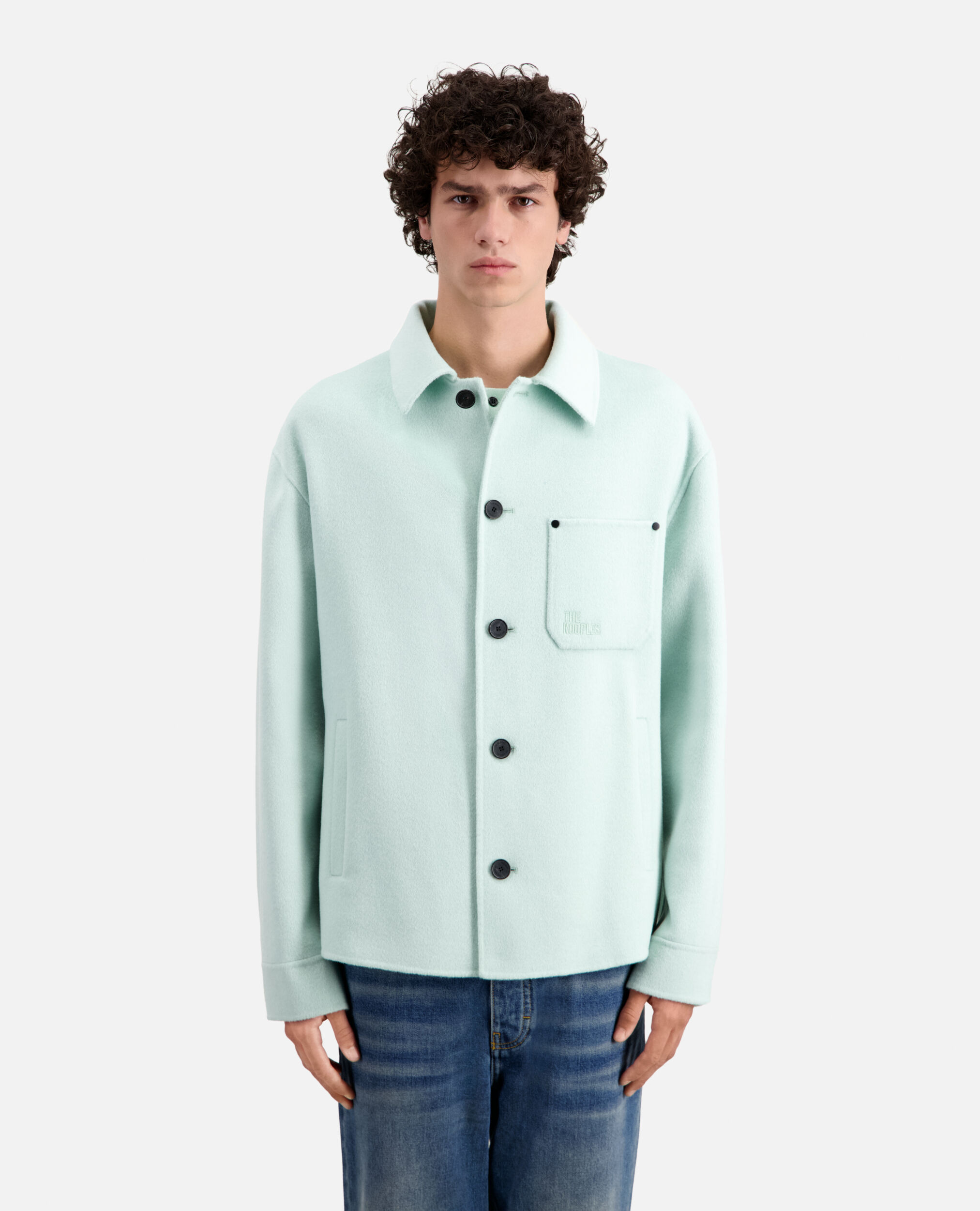 Green wool overshirt style jacket, OCEAN, hi-res image number null