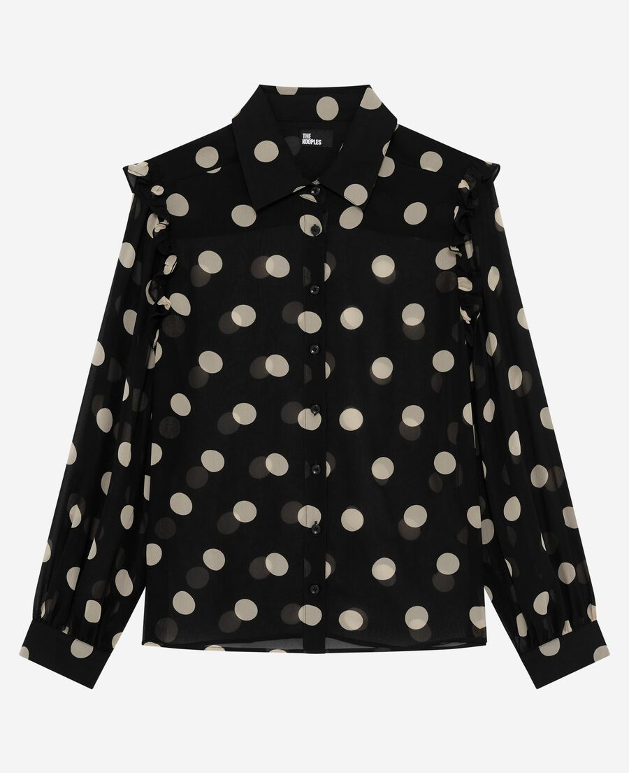The Kooples MUJER BLACK WHITE camisa negra de lunares