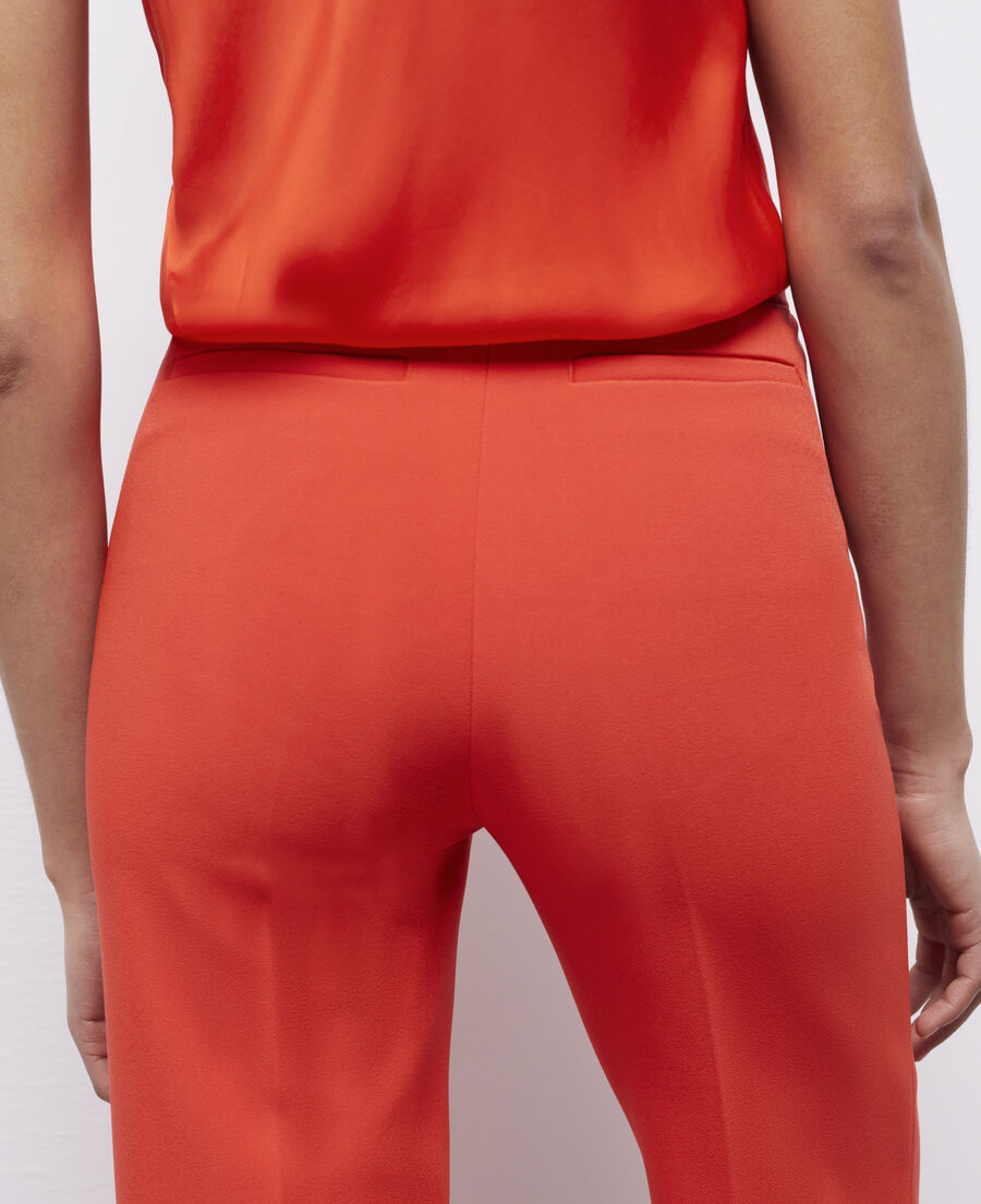 pantalon tailleur orange en crêpe