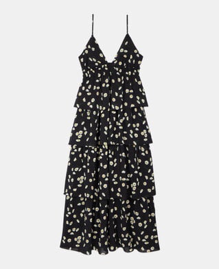 The Kooples F BLACK WHITE floral printed long dress