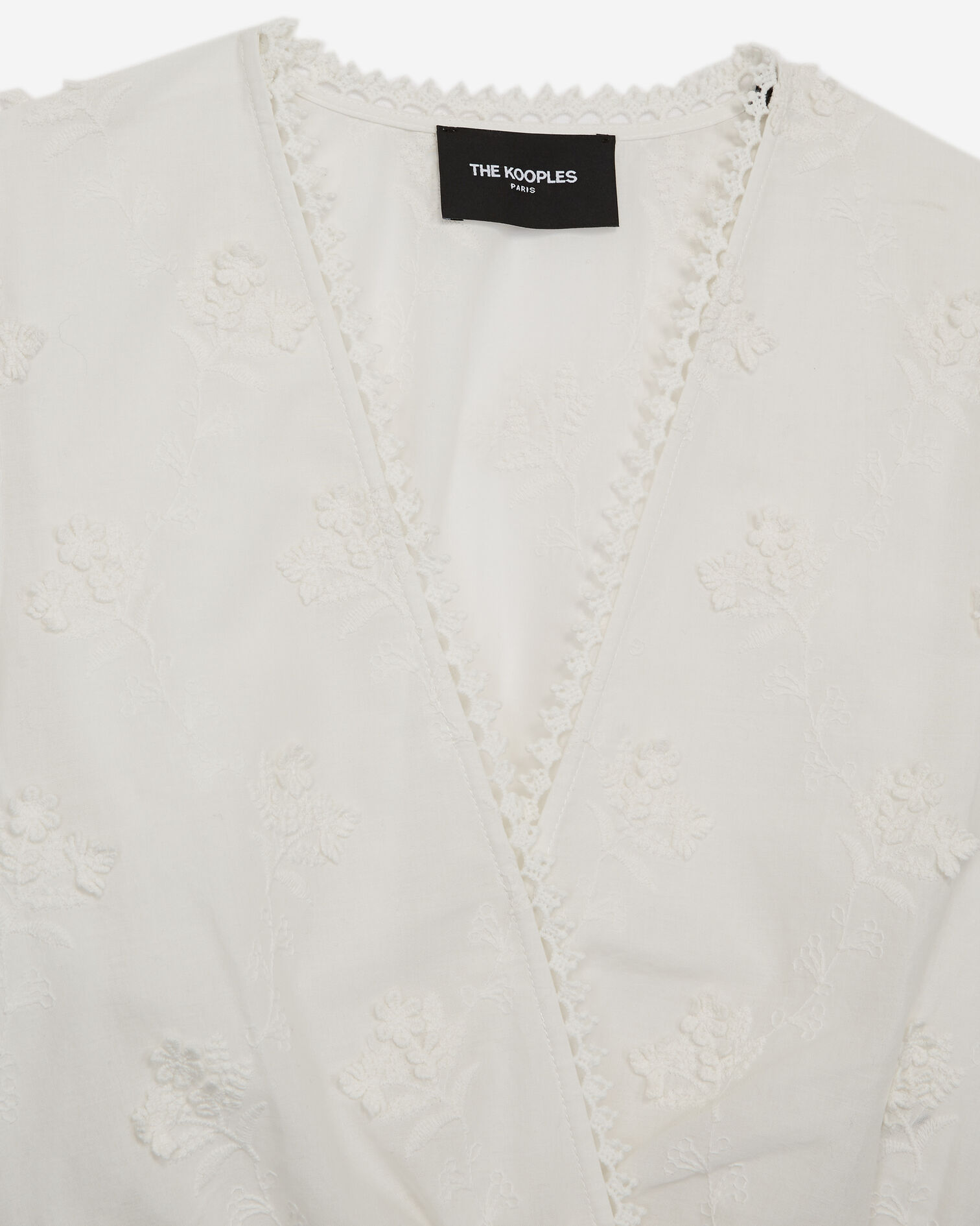 Top coton écru à smocks et fleurs relief, ECRU, hi-res image number null