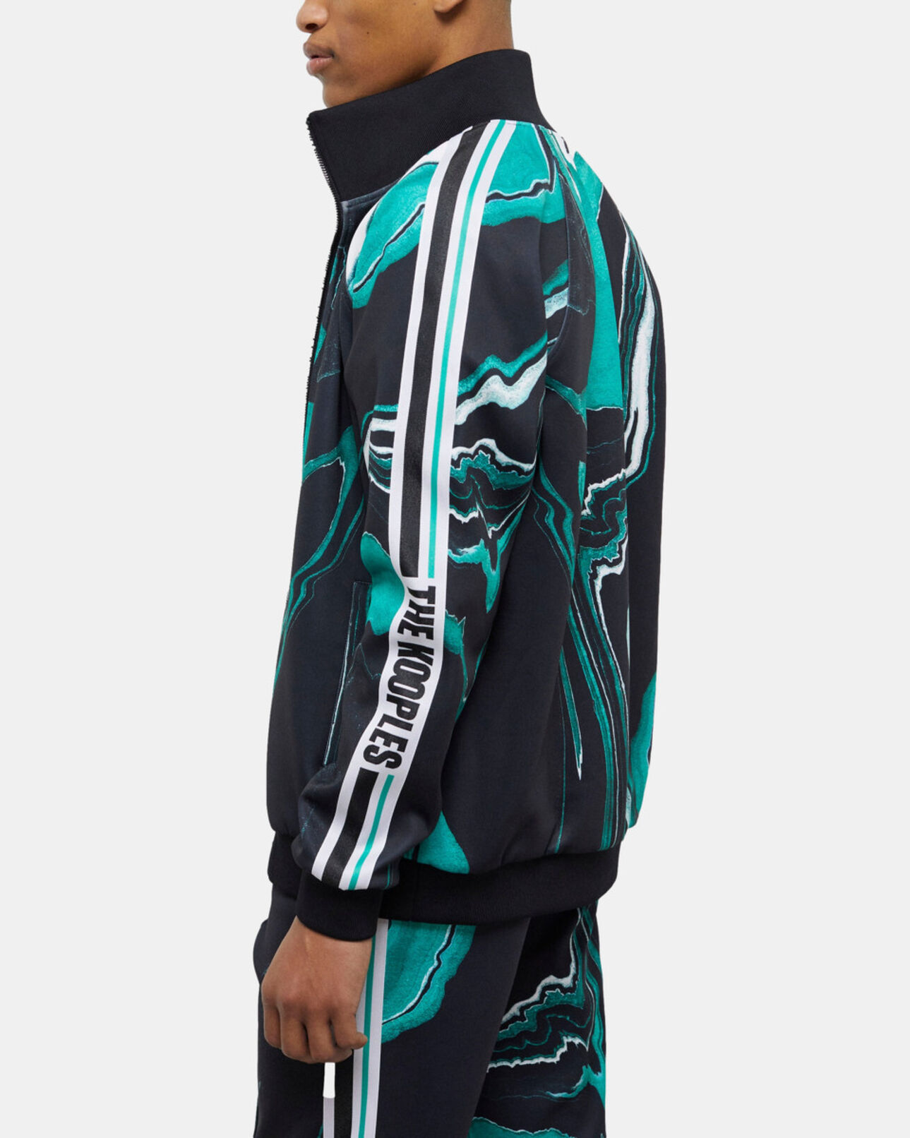 The Kooples HOMME BLACK / GREEN veste de survêtement imprimée