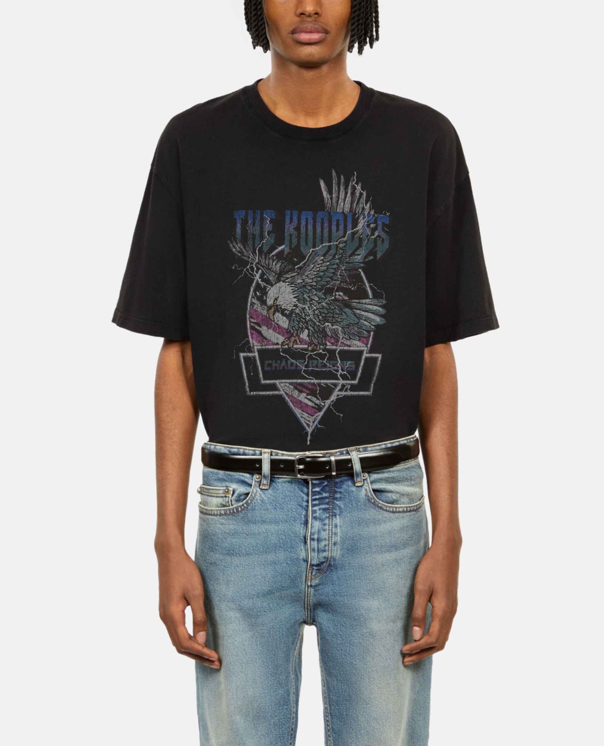 Black t-shirt with Chaos eagle serigraphy, BLACK WASHED, hi-res image number null