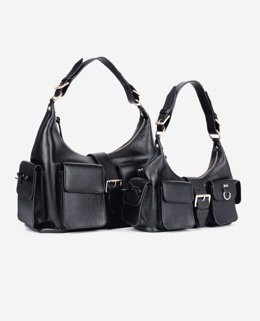 The Kooples DAMEN BLACK schwarze amelia tasche aus genarbtes leder
