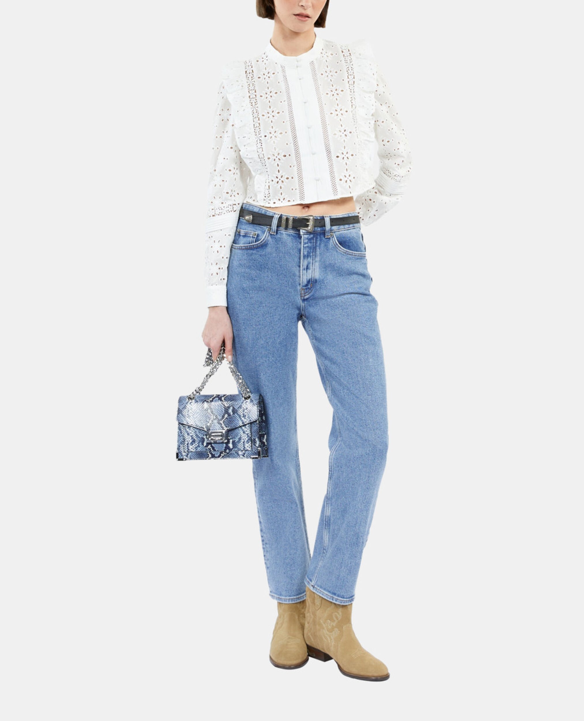 White shirt with English embroidery, WHITE, hi-res image number null