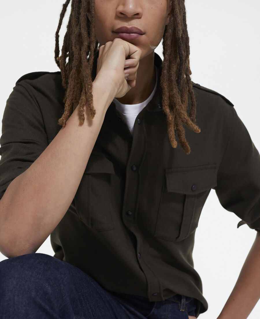khaki shirt with classic collar