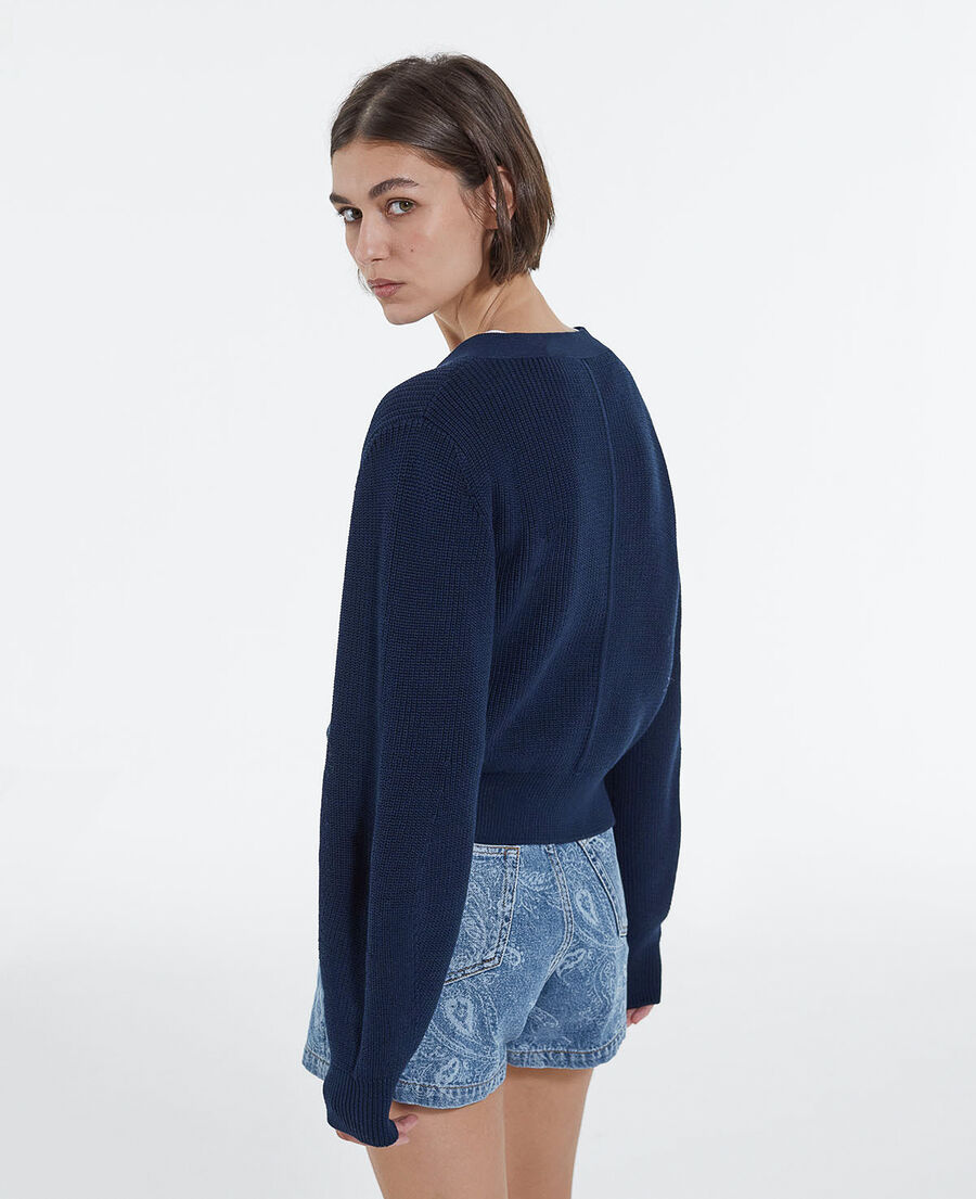 Cardigan court bleu marine The Kooples France