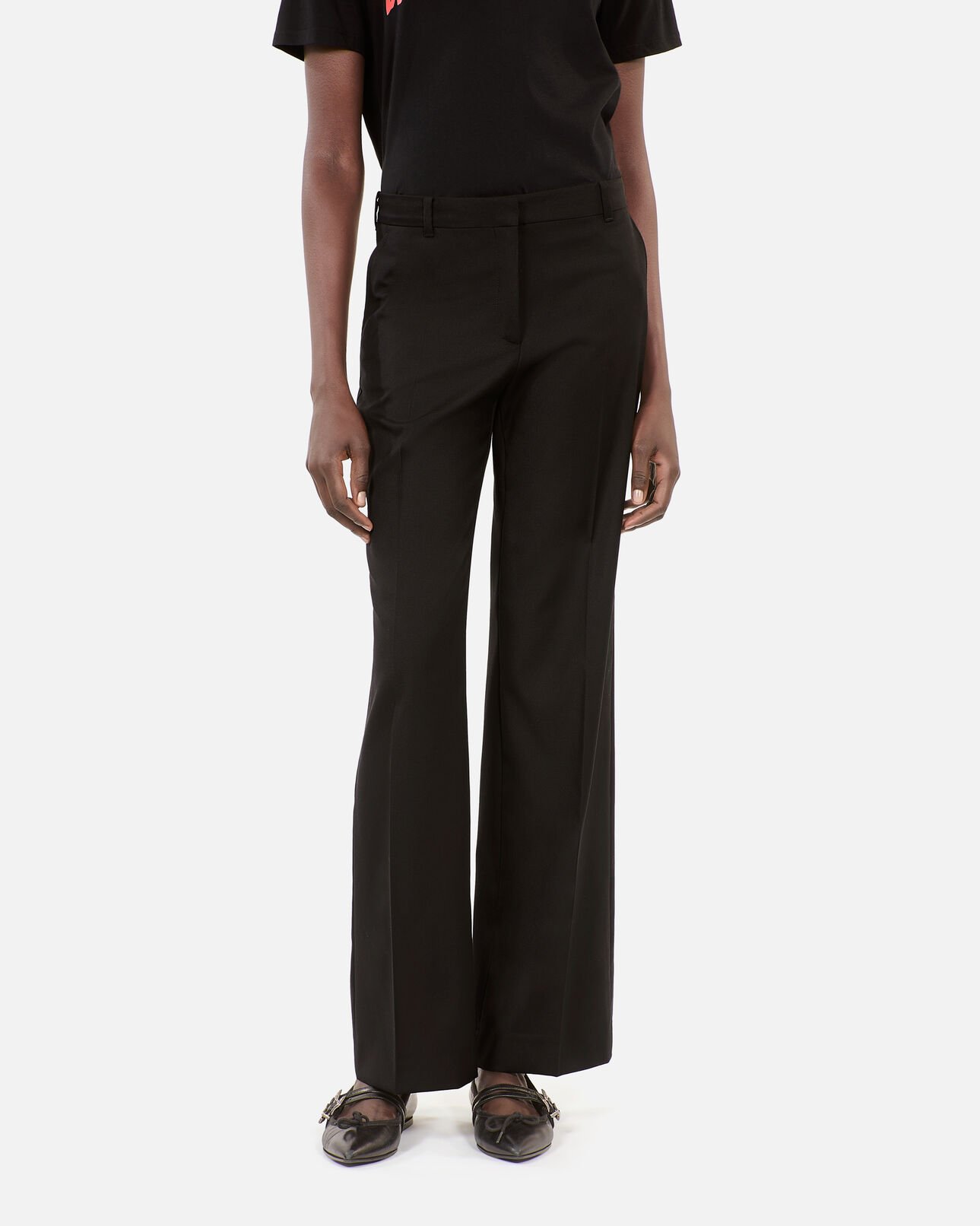 The Kooples FEMME BLACK pantalon tailleur en laine coupe droite noir 