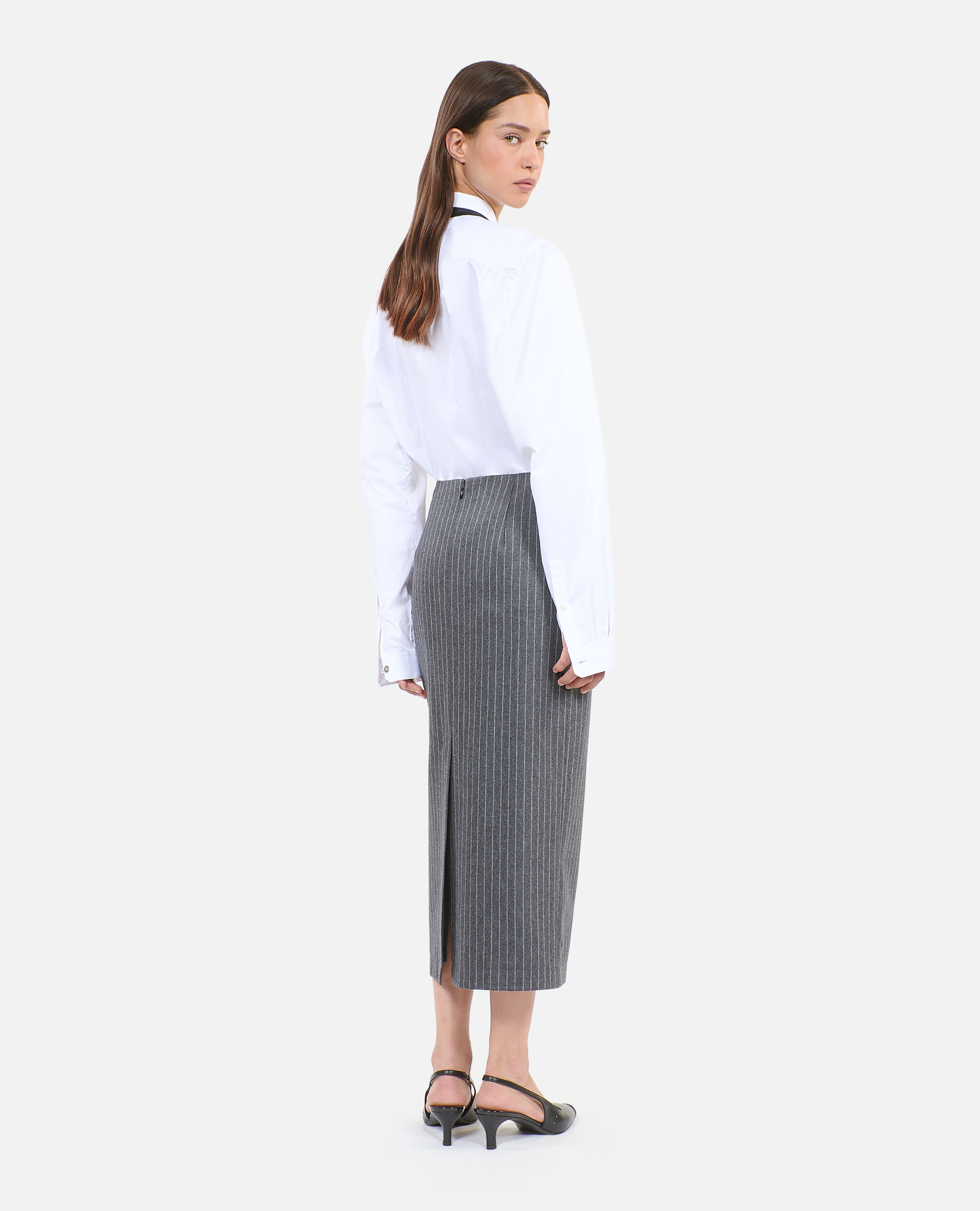 Mid length striped pencil skirt