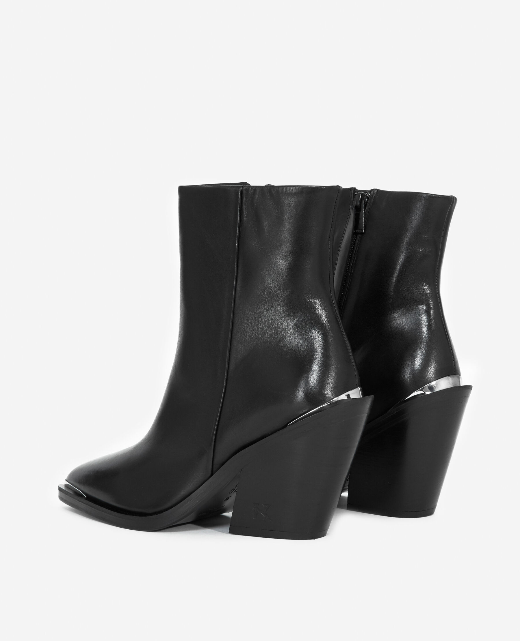 Cowboy style heeled black ankle boots