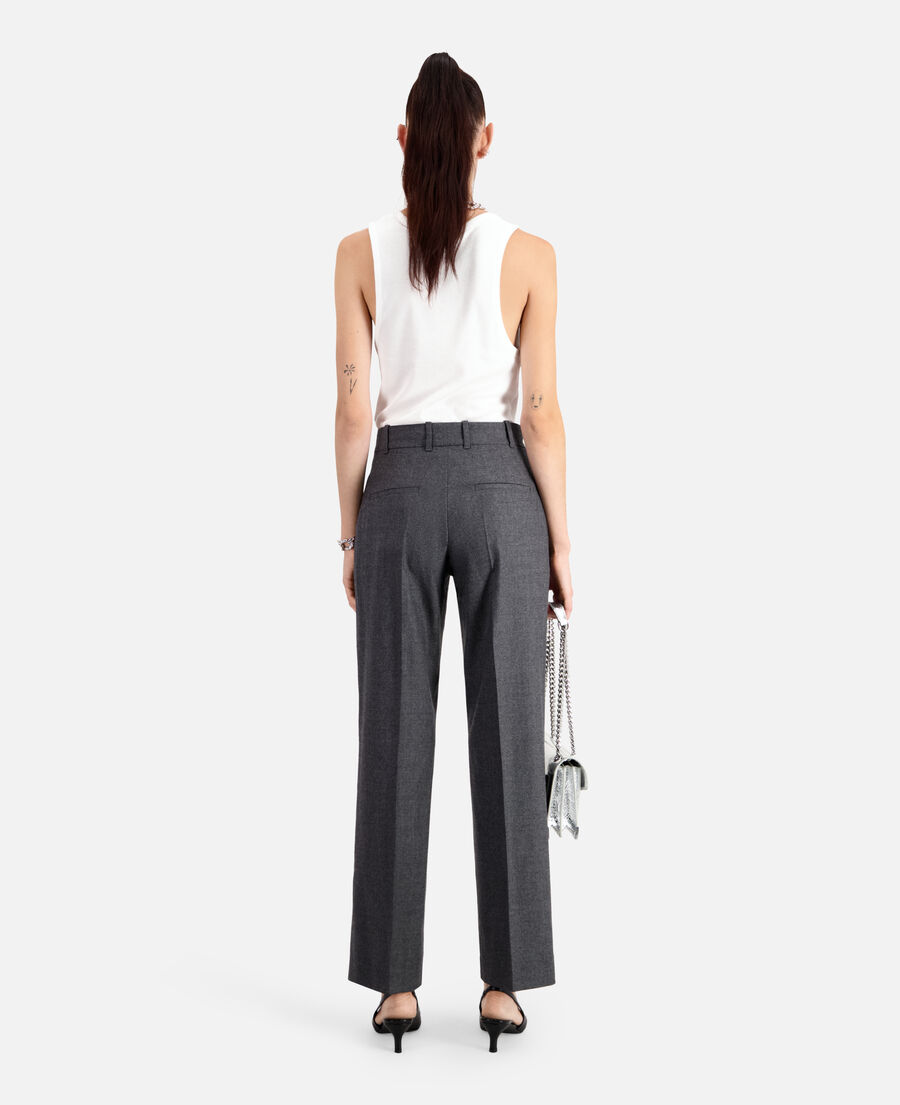 grey flannel trousers with pleats