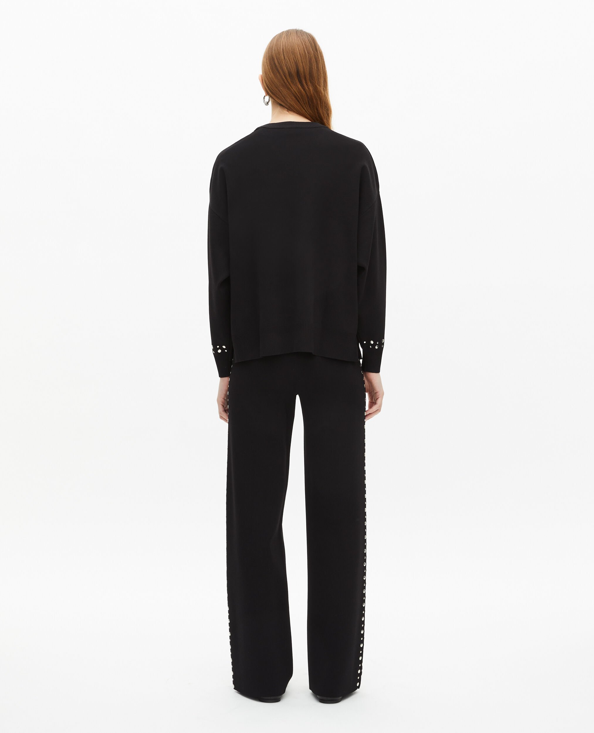 Black sweatshirt with studs, BLACK, hi-res image number null