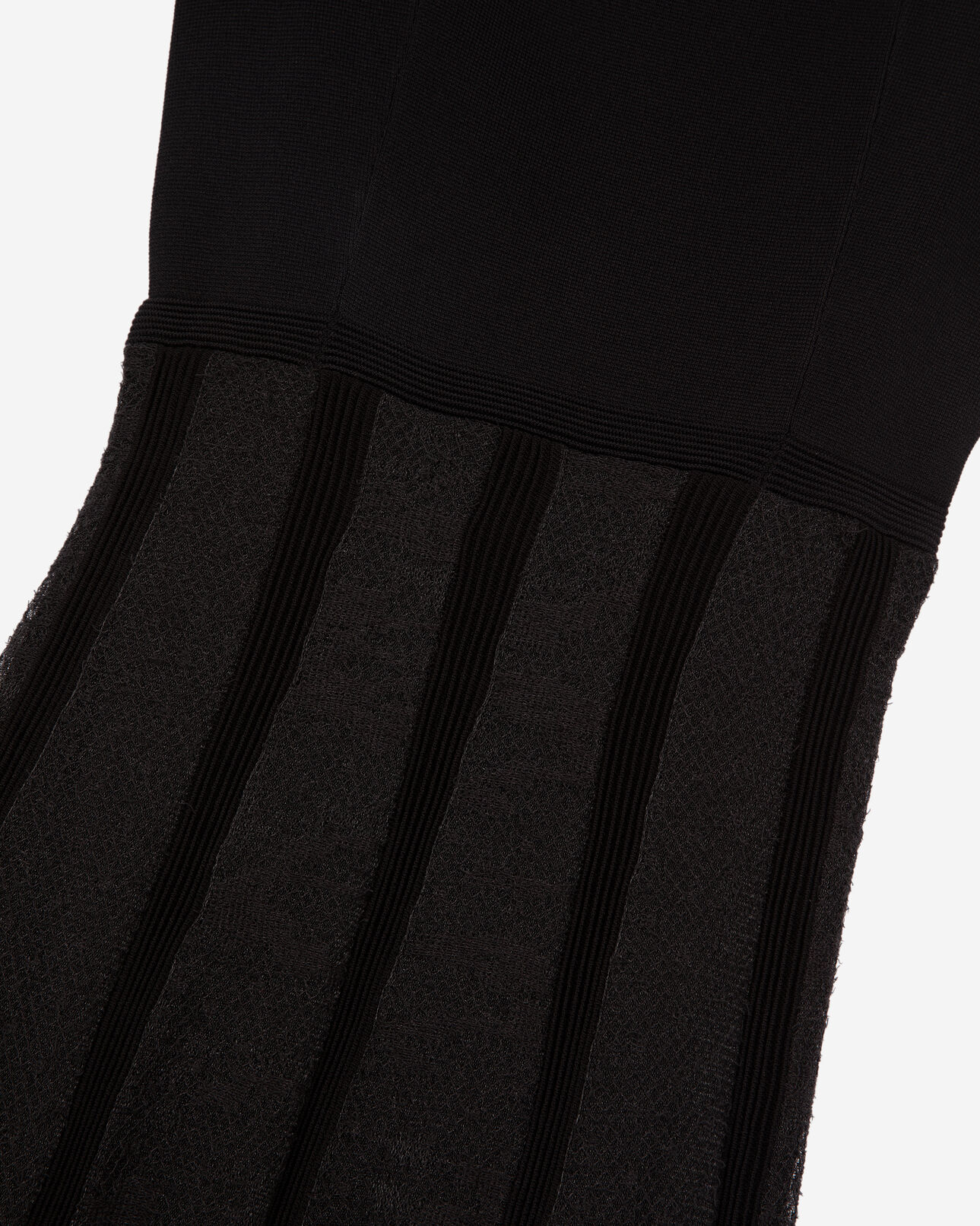 The Kooples FEMME BLACK robe longue en maille et dentelle noire