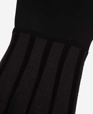 The Kooples FEMME BLACK robe longue en maille et dentelle noire