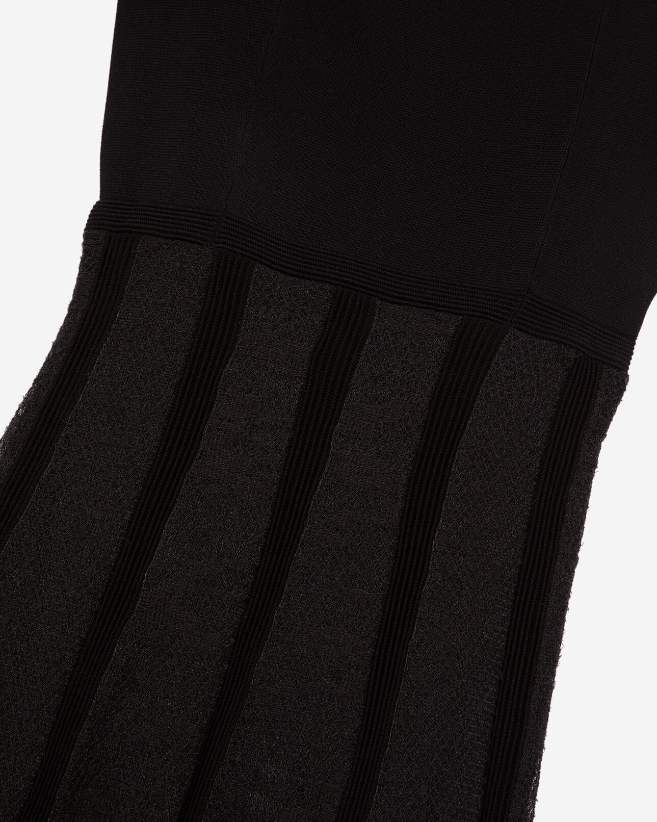The Kooples DAMEN BLACK langes kleid aus strick und spitze in schwarz