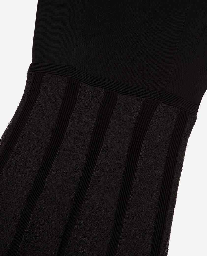 The Kooples WOMEN BLACK long black mesh and lace dress