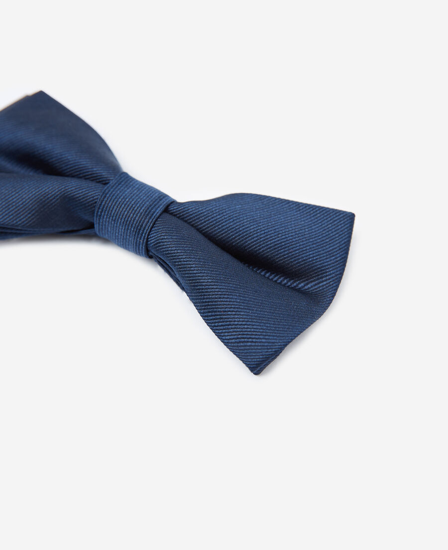 plain navy blue bow tie in silk