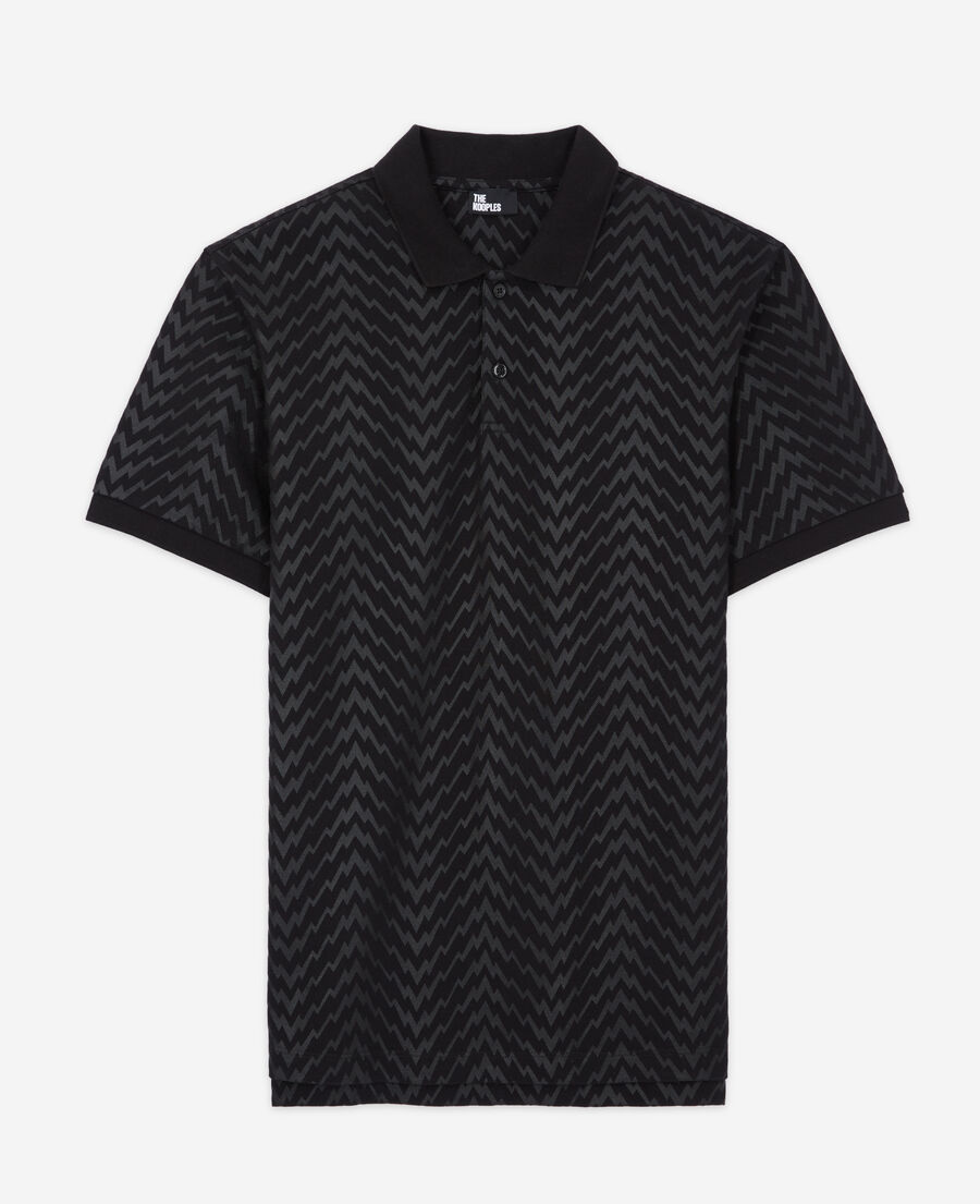 black printed polo shirt