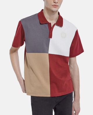 The Kooples H BORDEAUX burgundy polo with multicolored patchwork