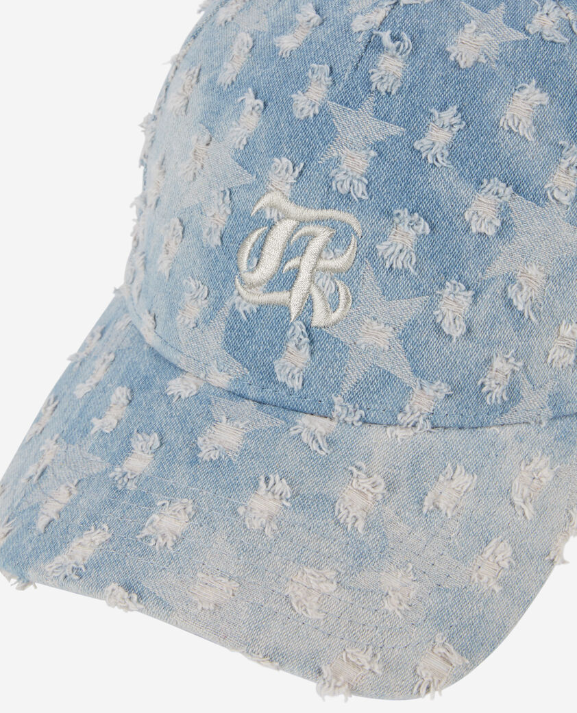 The Kooples MIXED BLUE DENIM blue denim cap with stars