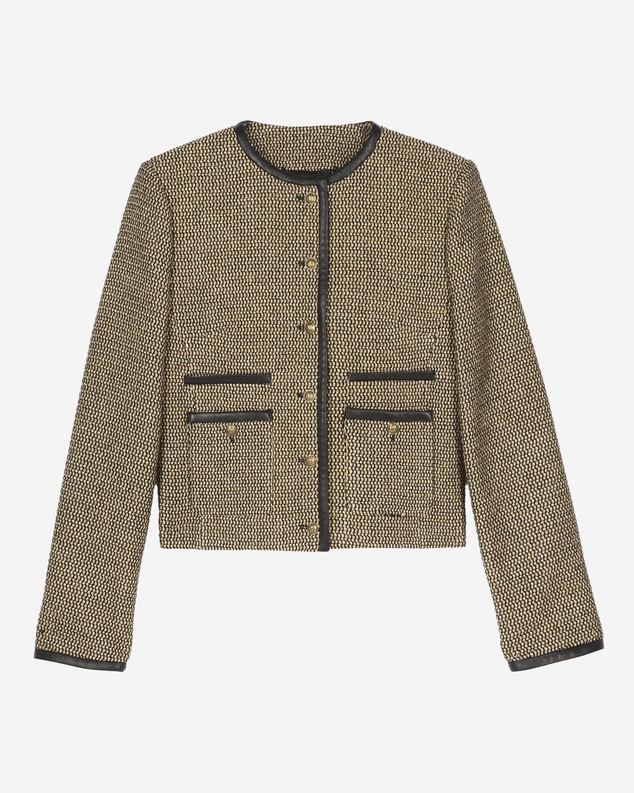 The Kooples DAMEN BLACK / GOLD schwarz-goldene kurzjacke