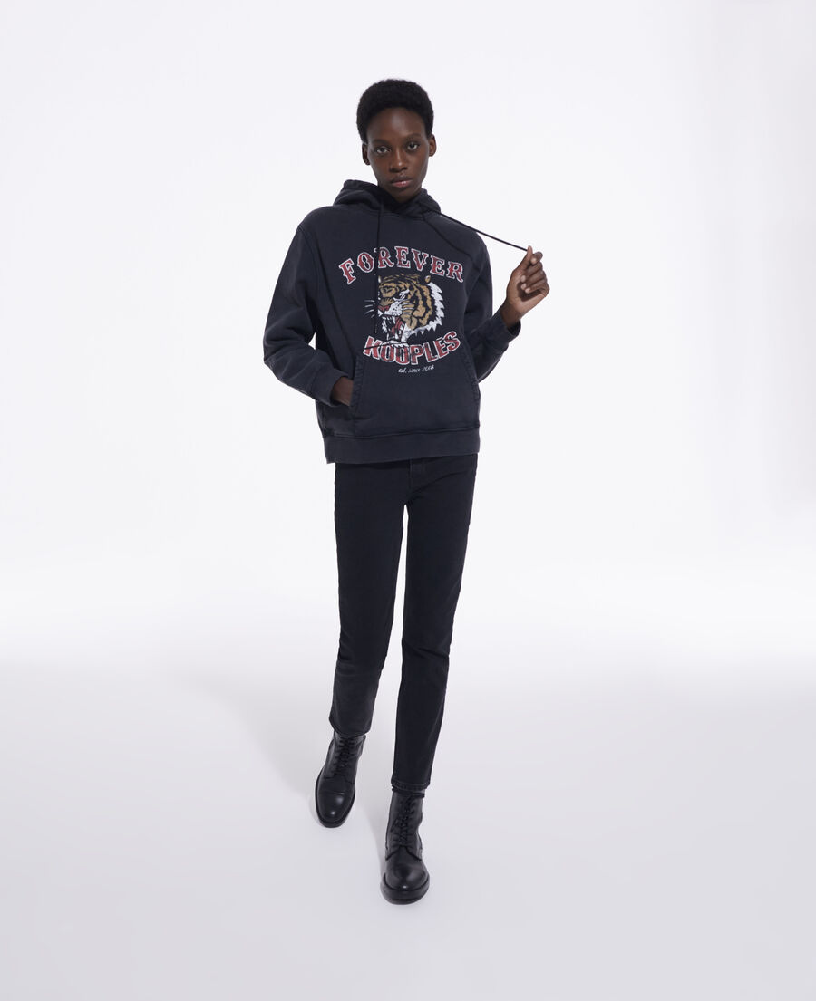 black sweatshirt with screen print