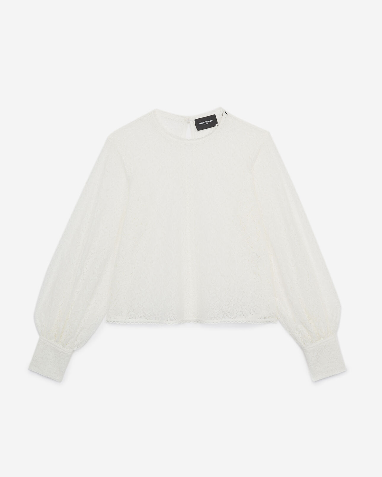 The Kooples FEMME ECRU top dentelle écru manches bouffantes