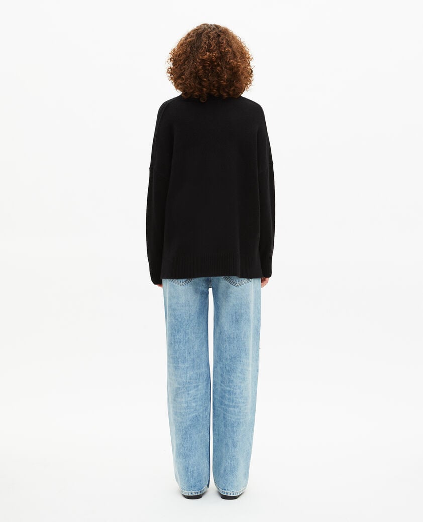 The Kooples F BLACK black cashmere stand-up collar sweater