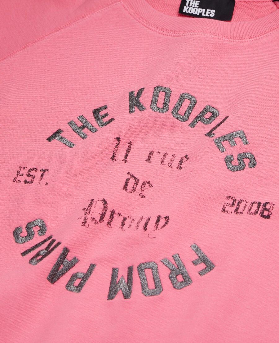 The Kooples WOMEN OLD PINK pink sweatshirt with 11 rue de prony serigraphy