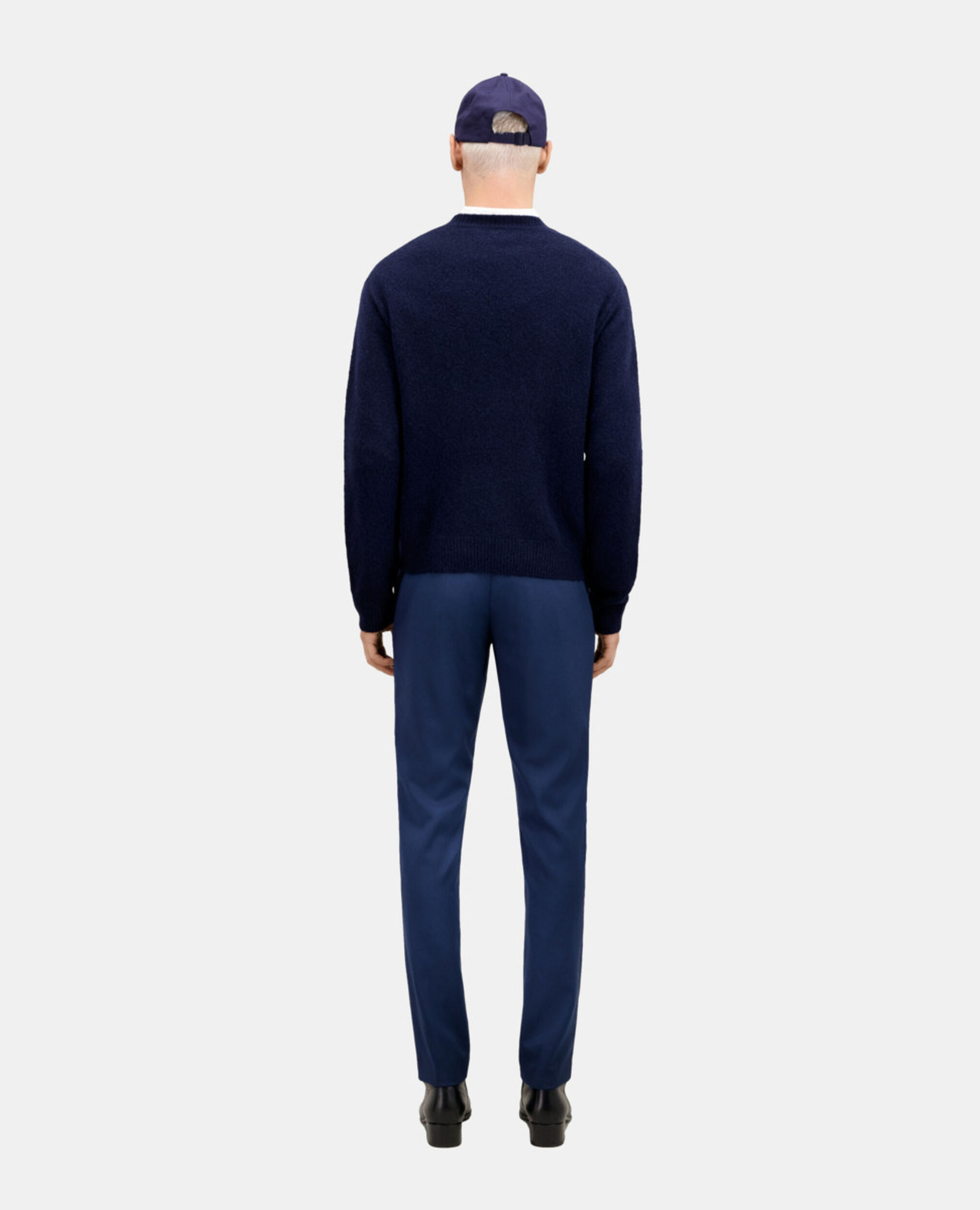 Navy blue wool and alpaca blend sweater, NAVY, hi-res image number null