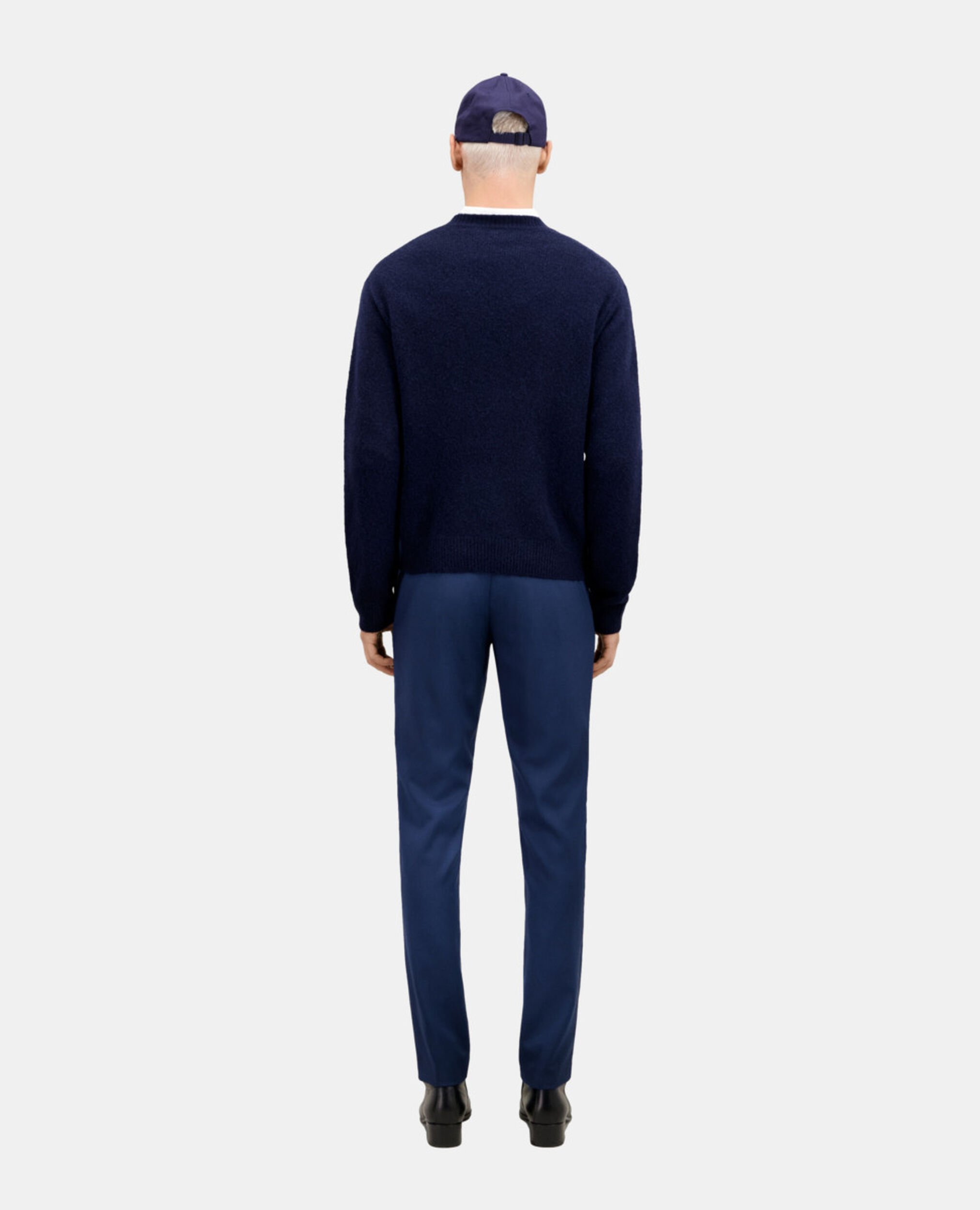 Navy blue wool and alpaca blend sweater, NAVY, hi-res image number null