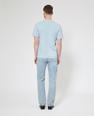 The Kooples HOMME LIGHT BLUE t-shirt avec logo d&eacute;tour&eacute; bleu