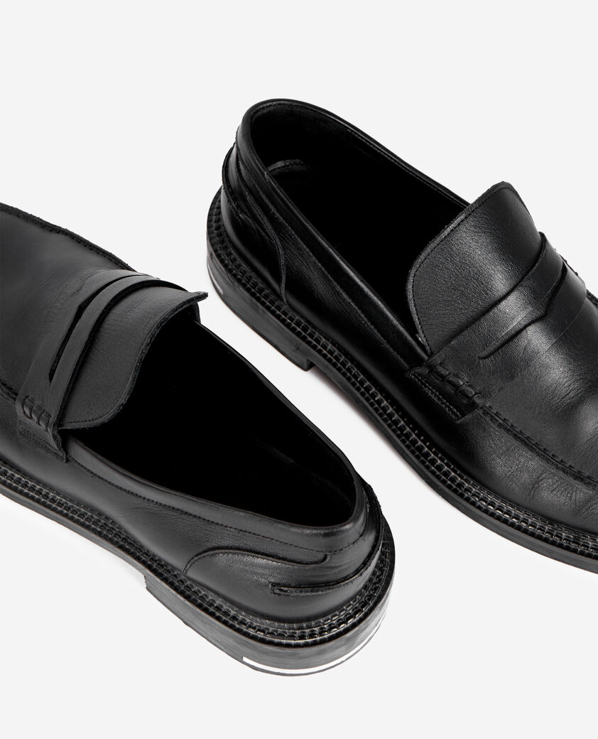 The Kooples HOMME BLACK mocassins penny en cuir noirs
