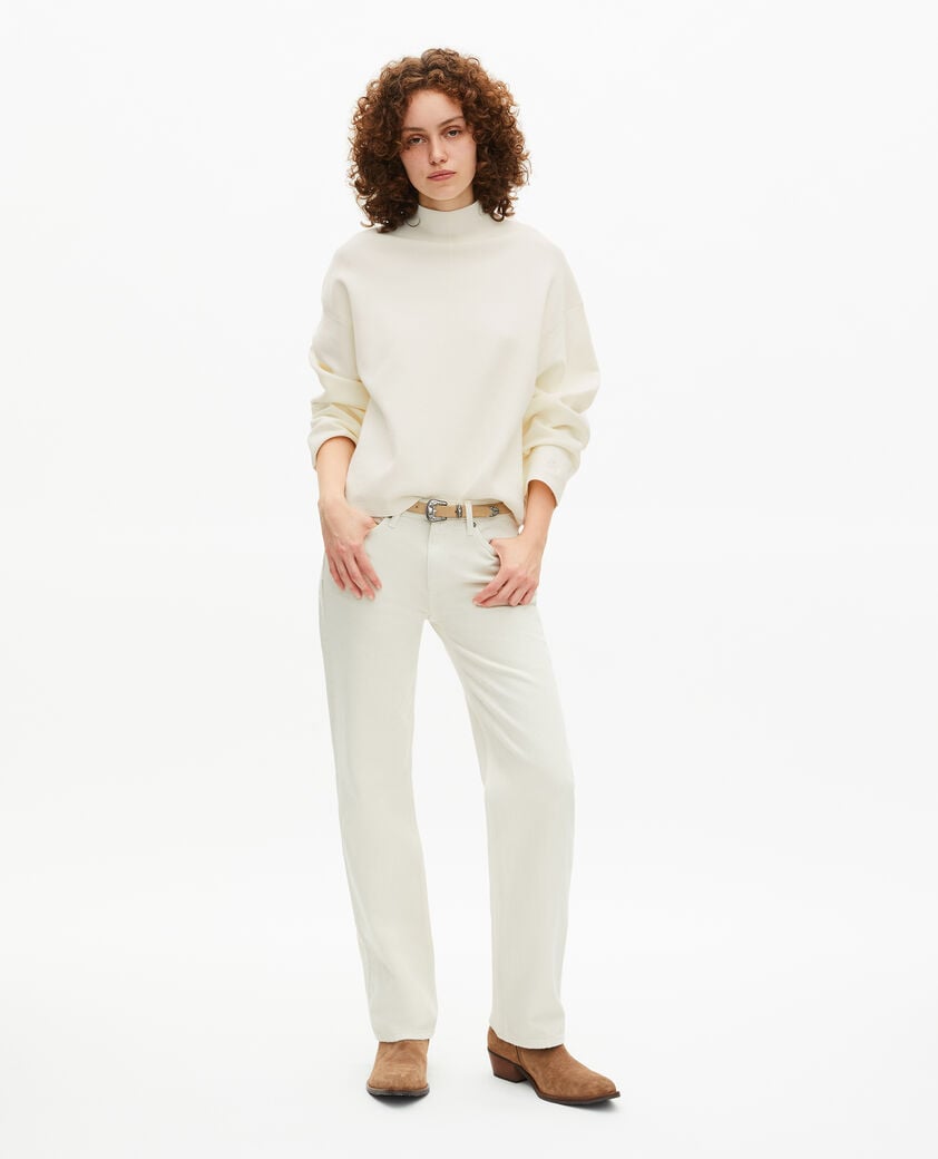 The Kooples FEMME ECRU pull col cheminée blanc