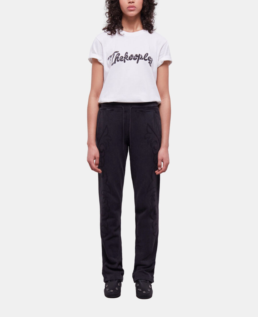 The Kooples WOMEN BLACK WASHED black joggers with western-style embroidery
