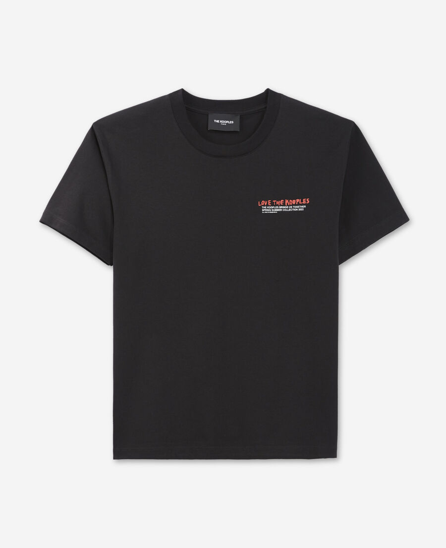 camiseta negra de algodón love the kooples