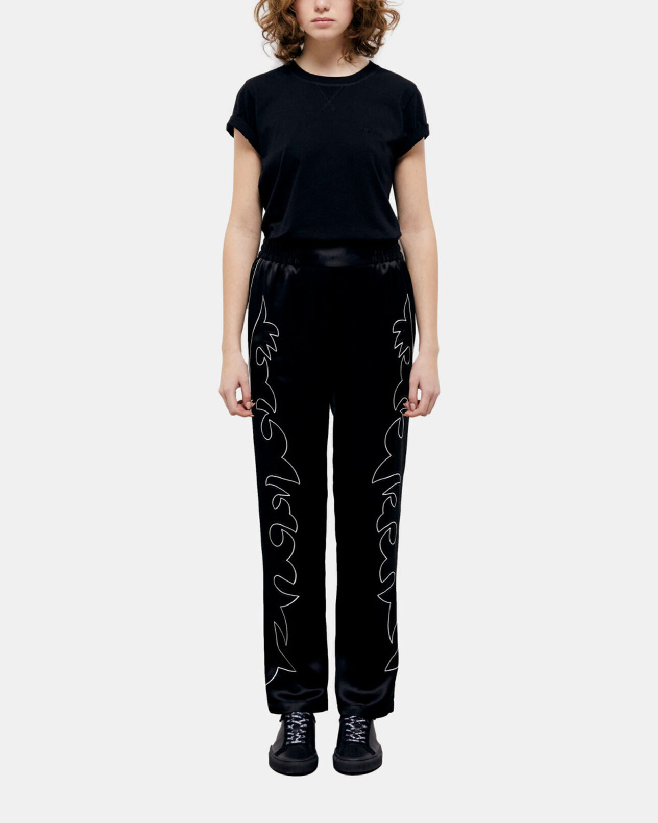The Kooples FEMME BLACK pantalon noir avec broderie western