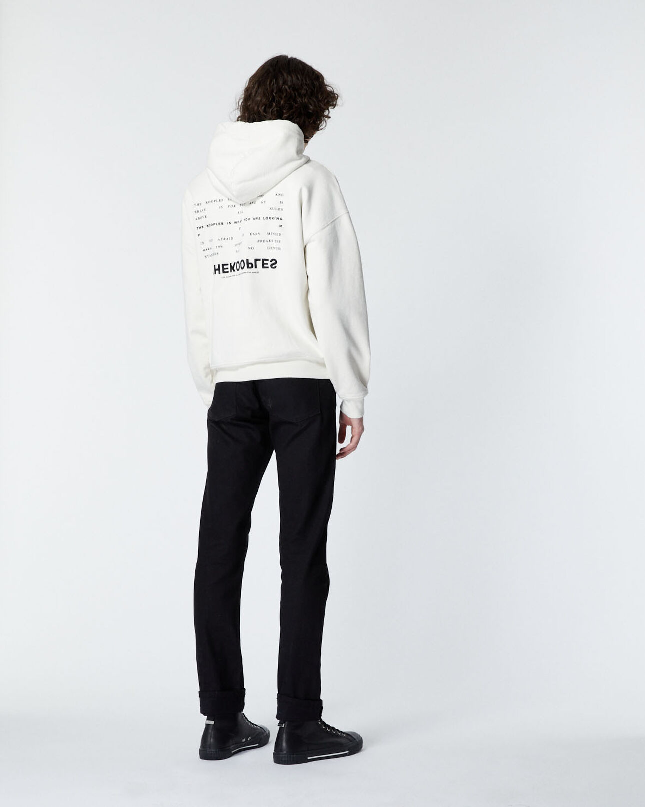 The Kooples HOMME OFF WHITE sweat à capuche écru brodé the kooples