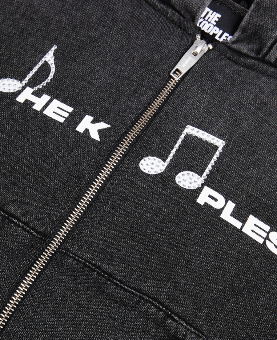 The Kooples FEMME BLACK WASHED sweatshirt &agrave; capuche et s&eacute;rigraphie noir