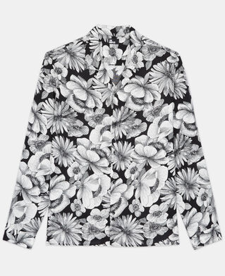 The Kooples HOMME BLACK WHITE chemise col hawaïen à fleurs