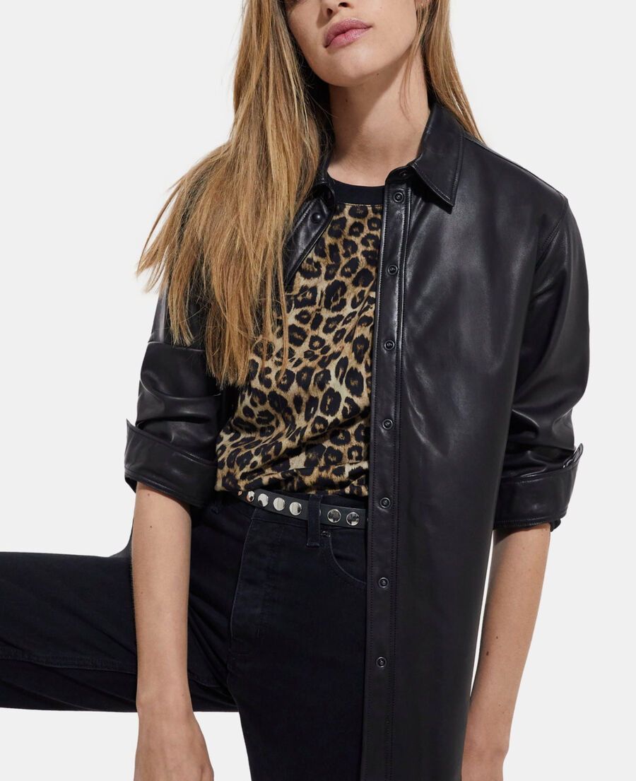 black leather shirt