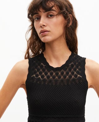 The Kooples FEMME BLACK top en maille ajour&eacute; noir