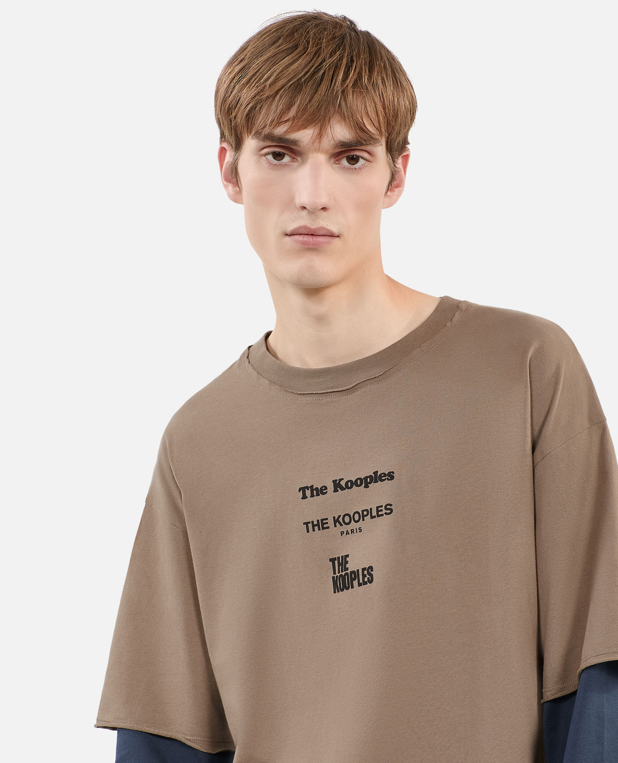Langärmeliges, khakifarbenes T-Shirt, BEIGE KAKI, hi-res image number null