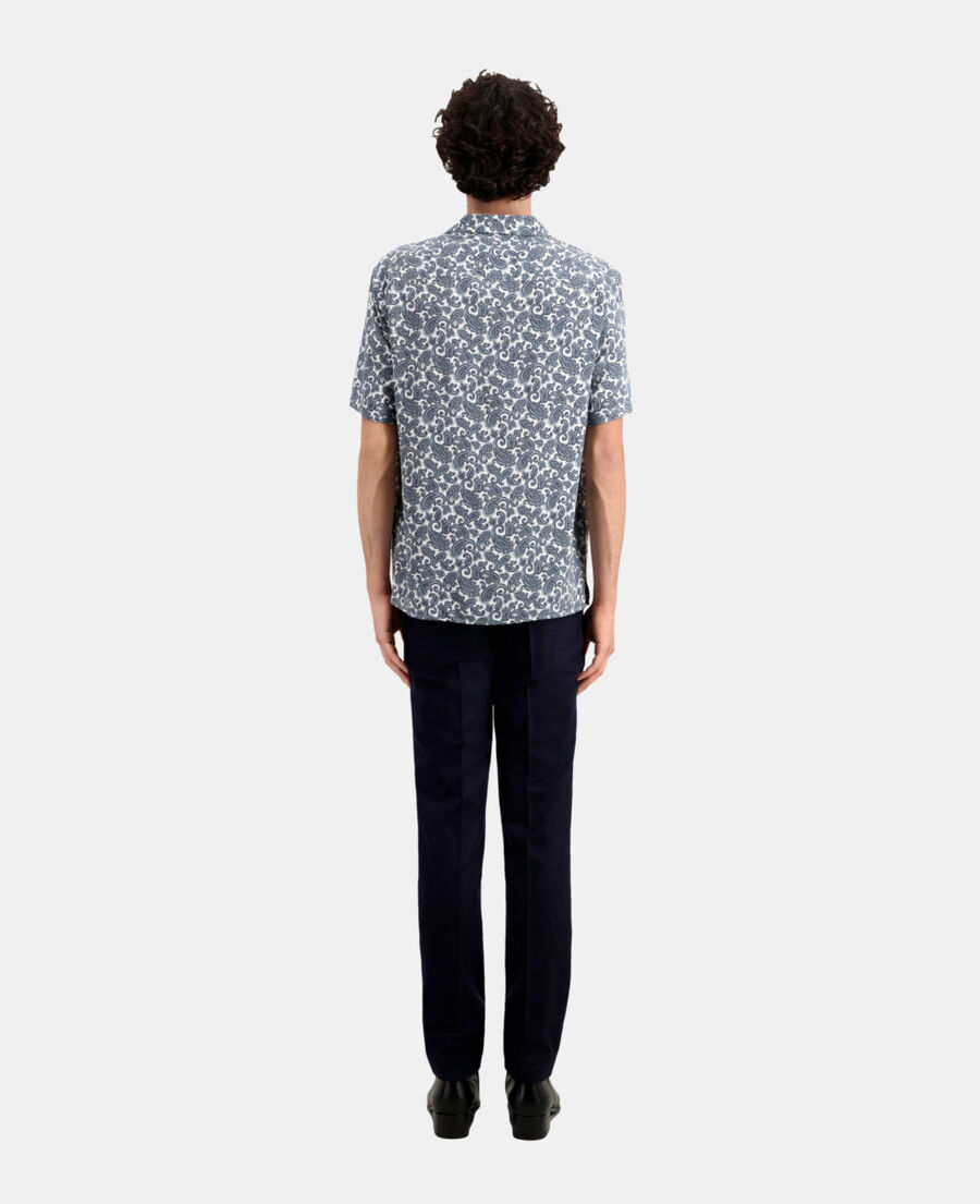 The Kooples HERREN WHITE - BLUE kurzärmeliges hemd mit print 