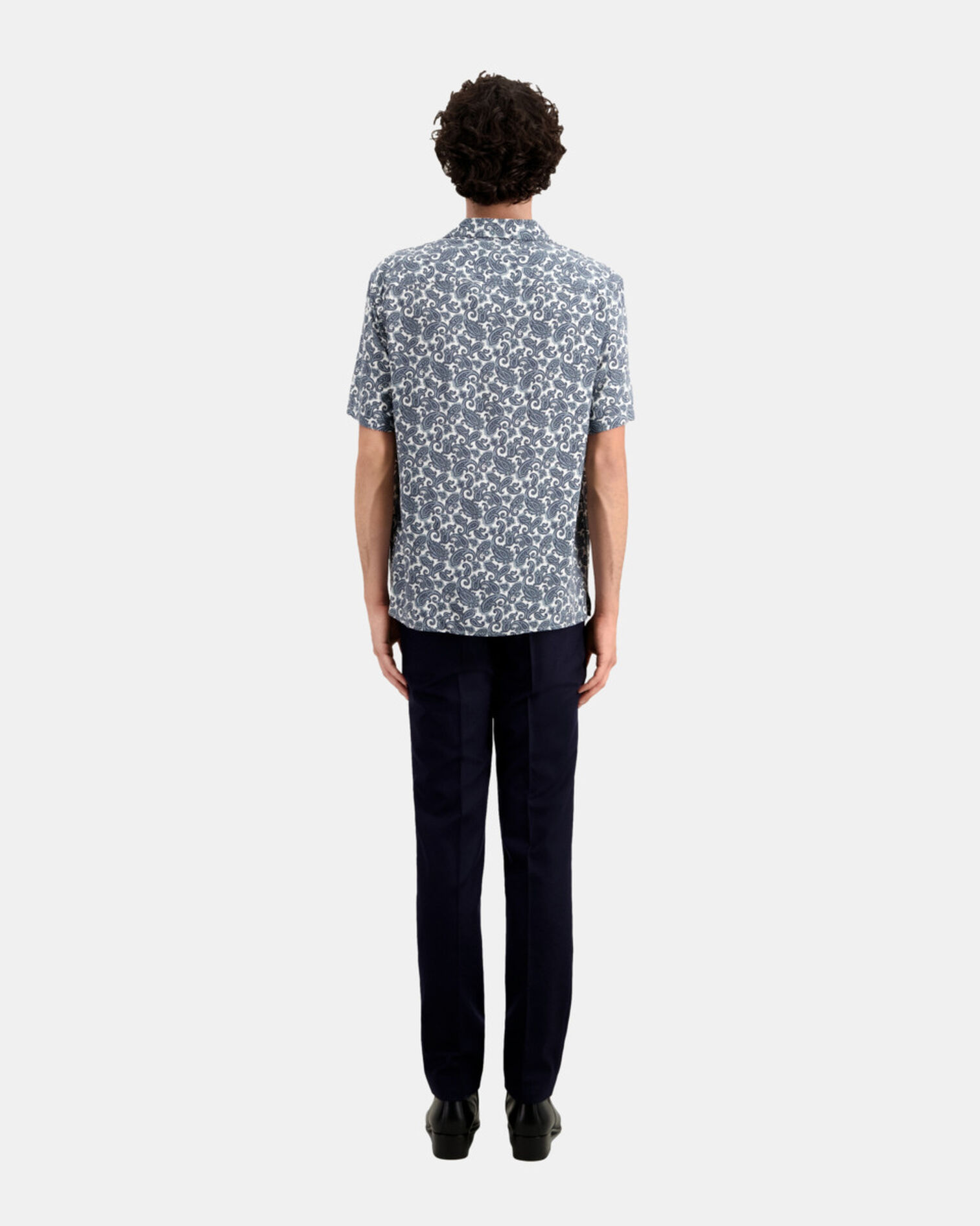 Short sleeved printed shirt, WHITE - BLUE, hi-res image number null